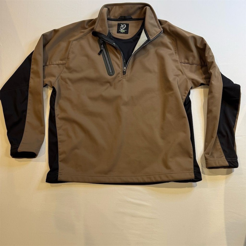 Zero Restriction Men's Softshell Jacket L Brown Golf‎ Quarter-Zip